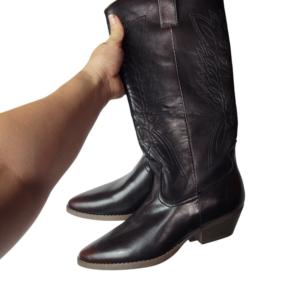 Zodiac Faux Leather Riding Boots Size 9 Womens Brown Side Zip BOHO Festival Shoe